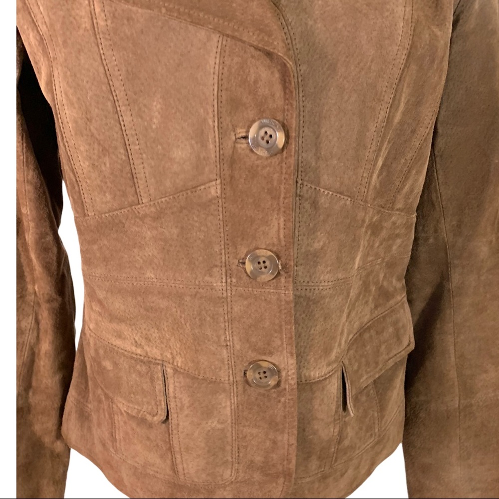 Wilson Suede Leather Brown Tailored Coat Large - Picture 4 of 10